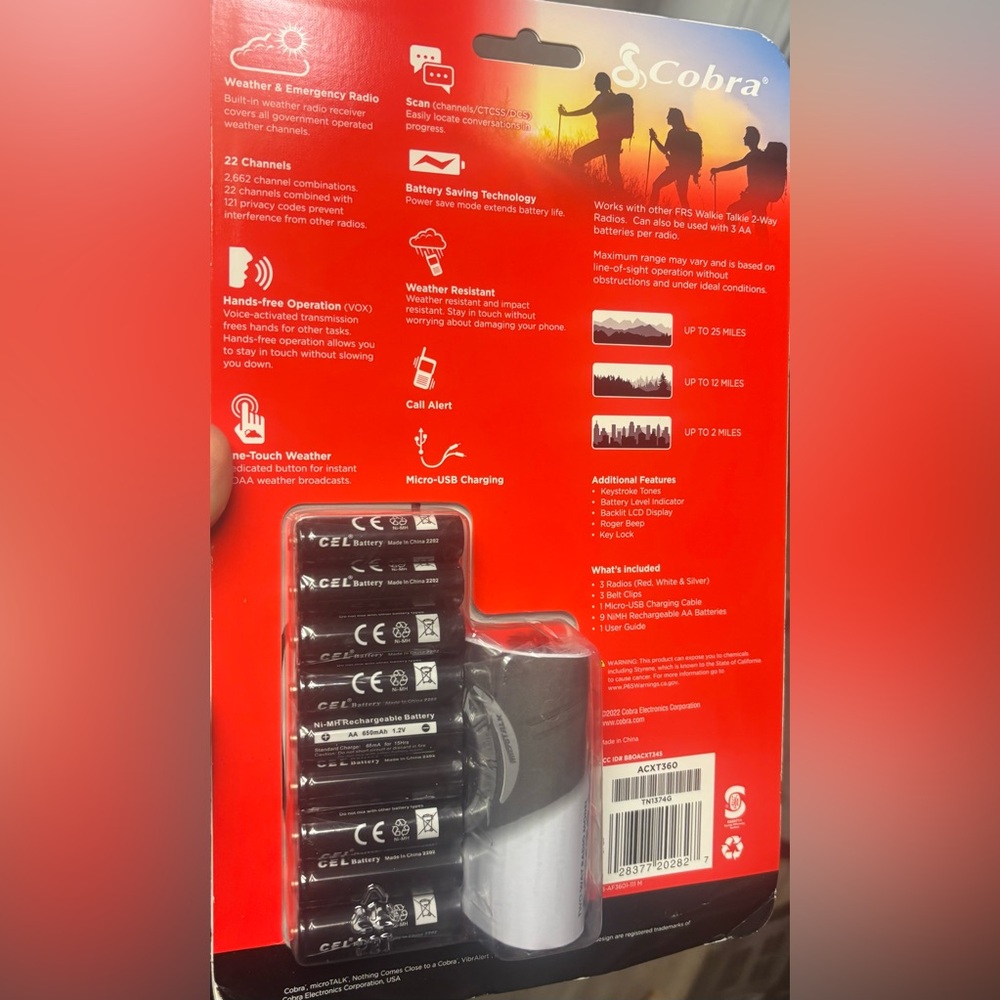 Cobra 25 Mile Range Family Walkie Talkies W/NOAA Weather Alert System!! - Picture 2 of 2